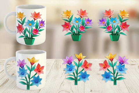 Mug Wrap Origami Flowers Sublimation artnoy 
