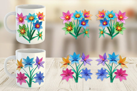 Mug Wrap Origami Flowers Sublimation artnoy 