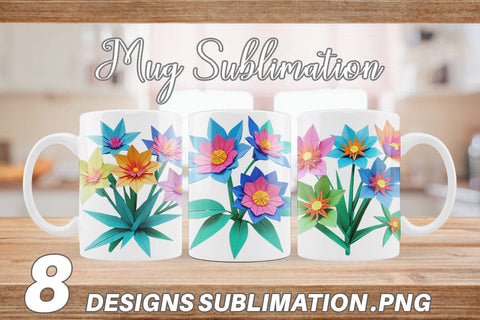 Mug Wrap Origami Flowers Sublimation artnoy 
