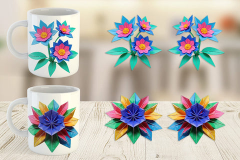 Mug Wrap Origami Flowers Sublimation artnoy 
