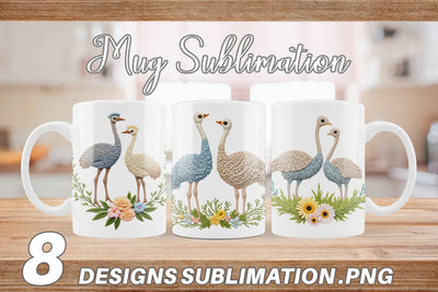 Mug Wrap Ostrich Embroidery Sublimation artnoy 