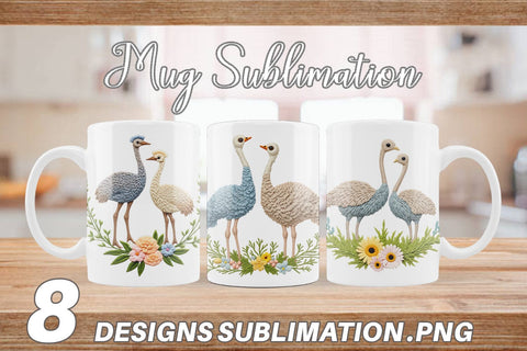 Mug Wrap Ostrich Embroidery Sublimation artnoy 