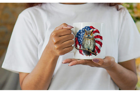 Mug Wrap Owl 4th of July Sublimation artnoy 