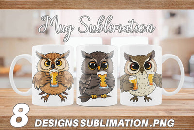 Mug Wrap Owl Beer Day Sublimation artnoy 
