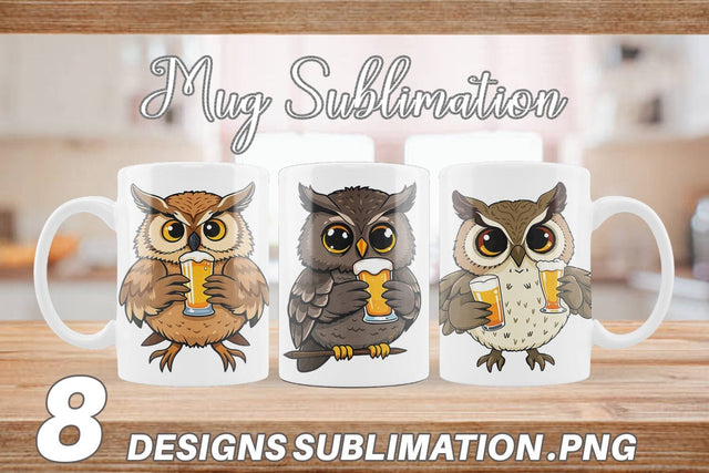 Mug Wrap Owl Beer Day Sublimation artnoy 