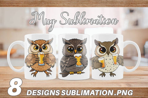 Mug Wrap Owl Beer Day Sublimation artnoy 