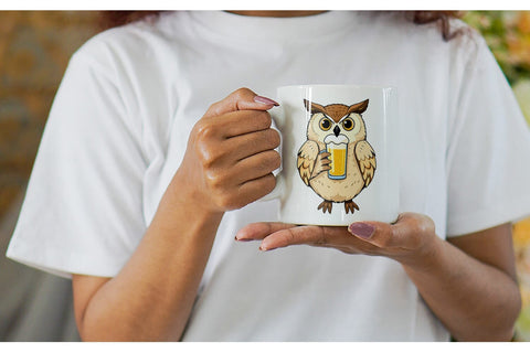 Mug Wrap Owl Beer Day Sublimation artnoy 