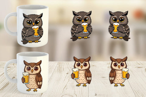 Mug Wrap Owl Beer Day Sublimation artnoy 