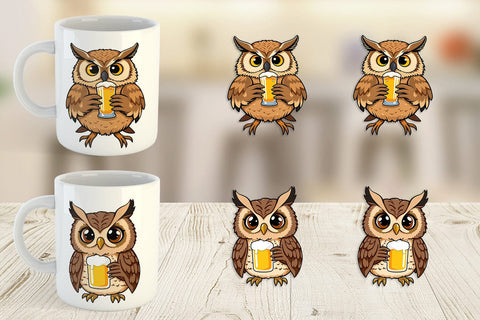 Mug Wrap Owl Beer Day Sublimation artnoy 