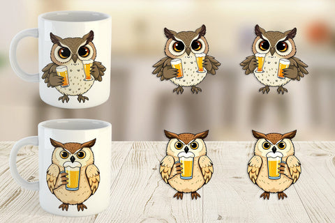 Mug Wrap Owl Beer Day Sublimation artnoy 