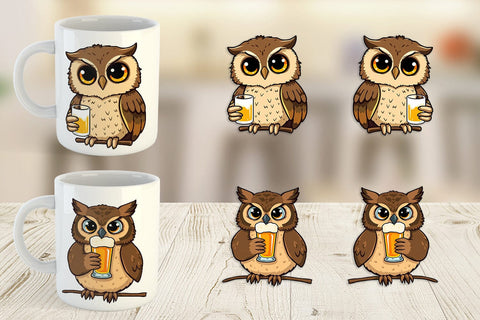 Mug Wrap Owl Beer Day Sublimation artnoy 
