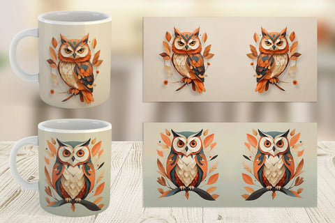 Mug Wrap Owl Boho Art Sublimation artnoy 