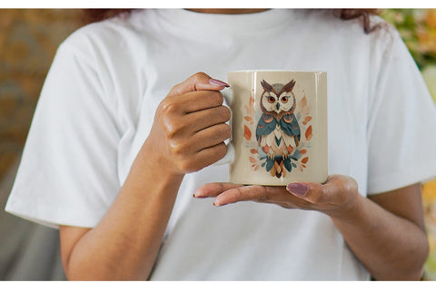 Mug Wrap Owl Boho Art Sublimation artnoy 