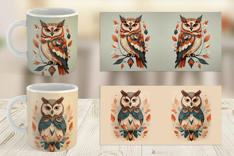 Mug Wrap Owl Boho Art Sublimation artnoy 