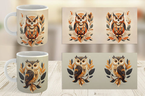 Mug Wrap Owl Boho Art Sublimation artnoy 