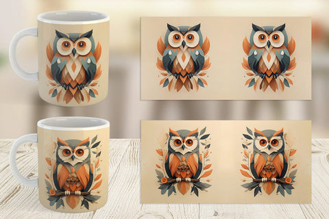 Mug Wrap Owl Boho Art Sublimation artnoy 