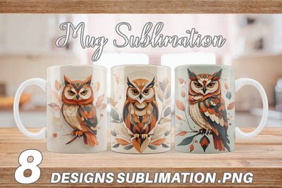 Mug Wrap Owl Boho Art Sublimation artnoy 