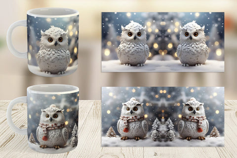 Mug Wrap Owl Christmas Sublimation artnoy 