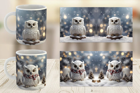 Mug Wrap Owl Christmas Sublimation artnoy 