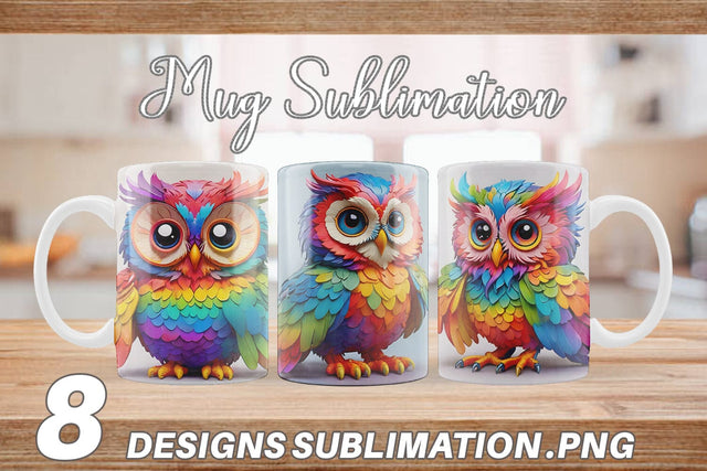 Mug Wrap Owl Colorful Sublimation artnoy 