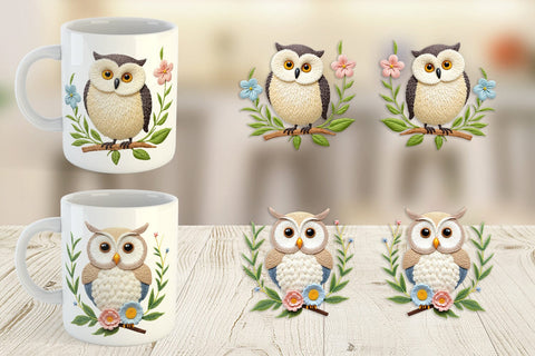 Mug Wrap Owl Embroidery Sublimation artnoy 