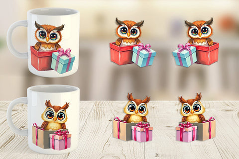 Mug Wrap Owl Gift Sublimation artnoy 