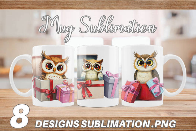 Mug Wrap Owl Gift Sublimation artnoy 