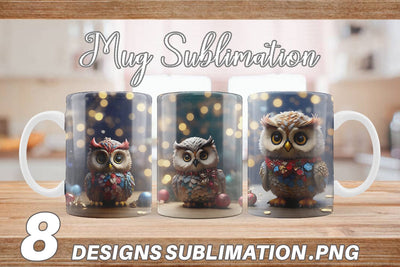 Mug Wrap Owl Happy New Year Sublimation artnoy 