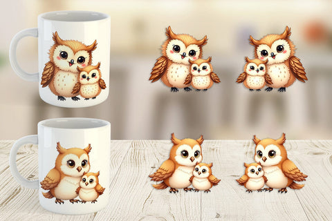 Mug Wrap Owl Mother's Day Sublimation artnoy 