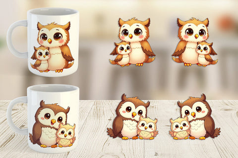 Mug Wrap Owl Mother's Day Sublimation artnoy 