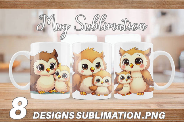 Mug Wrap Owl Mother's Day Sublimation artnoy 
