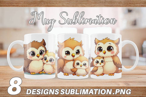 Mug Wrap Owl Mother's Day Sublimation artnoy 