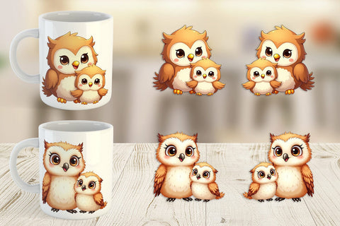 Mug Wrap Owl Mother's Day Sublimation artnoy 