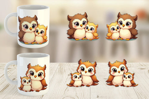 Mug Wrap Owl Mother's Day Sublimation artnoy 