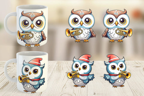 Mug Wrap Owl New Year Sublimation artnoy 