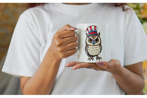 Mug Wrap Owl Patriotic Sublimation artnoy 