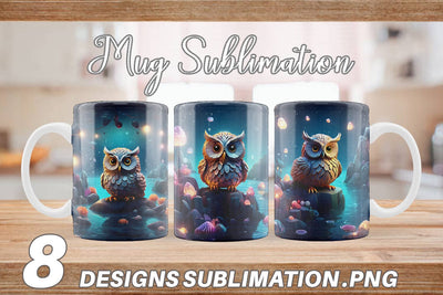 Mug Wrap Owl Perched on Rock Sublimation artnoy 