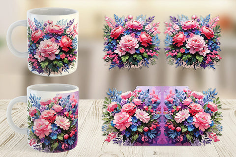 Mug Wrap Painting Bouquet Flowers Sublimation artnoy 
