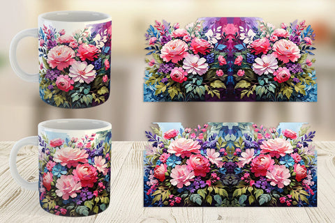 Mug Wrap Painting Bouquet Flowers Sublimation artnoy 