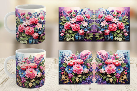 Mug Wrap Painting Bouquet Flowers Sublimation artnoy 