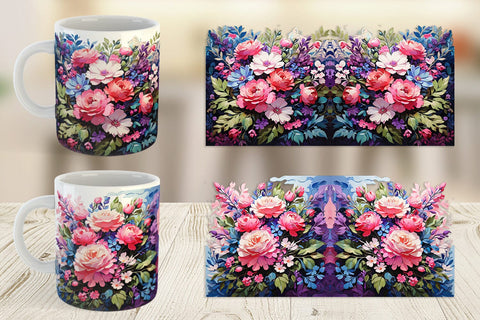 Mug Wrap Painting Bouquet Flowers Sublimation artnoy 