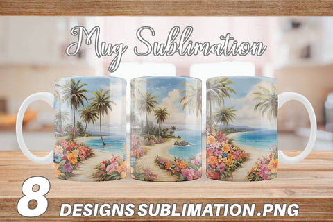 Mug Wrap Painting Tropical Beach Sublimation artnoy 