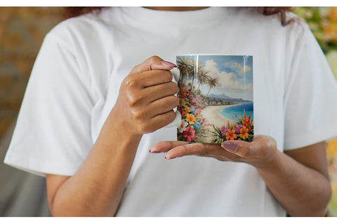 Mug Wrap Painting Tropical Beach Sublimation artnoy 