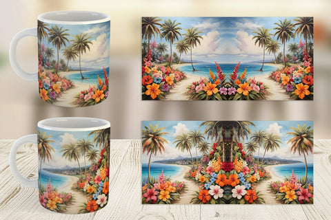 Mug Wrap Painting Tropical Beach Sublimation artnoy 
