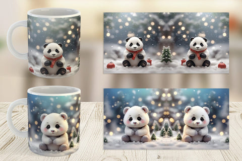Mug Wrap Panda Christmas Sublimation artnoy 