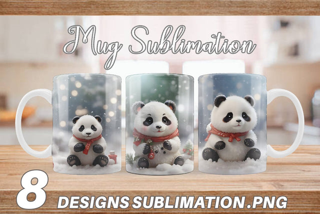 Mug Wrap Panda Christmas Sublimation artnoy 