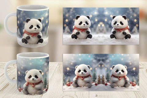 Mug Wrap Panda Christmas Sublimation artnoy 