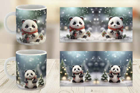 Mug Wrap Panda Christmas Sublimation artnoy 