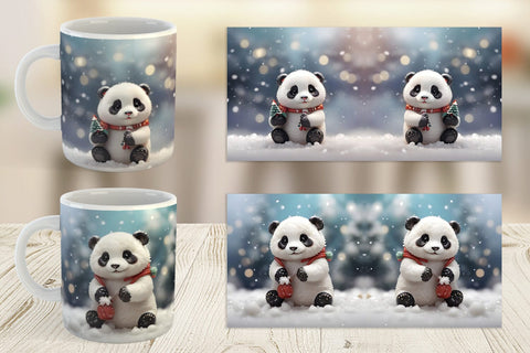 Mug Wrap Panda Christmas Sublimation artnoy 