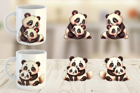 Mug Wrap Panda Mother's Day Sublimation artnoy 